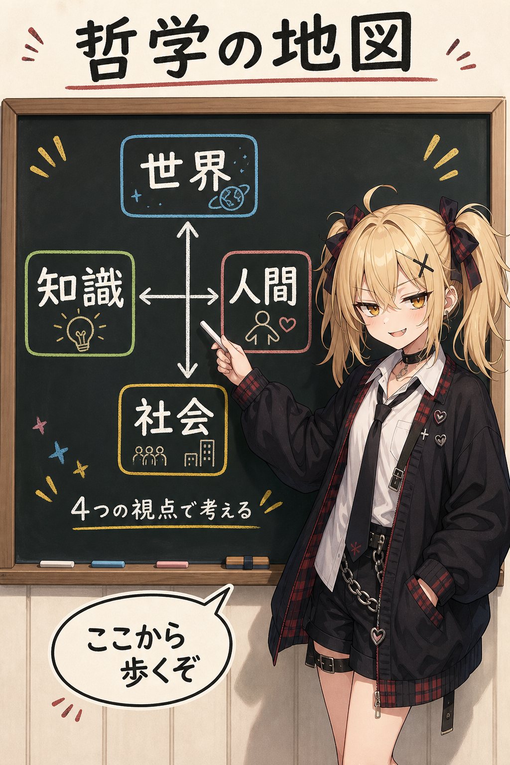美影が示す哲学の全体地図。世界・知識・人間・社会の四つの入口から読む。
