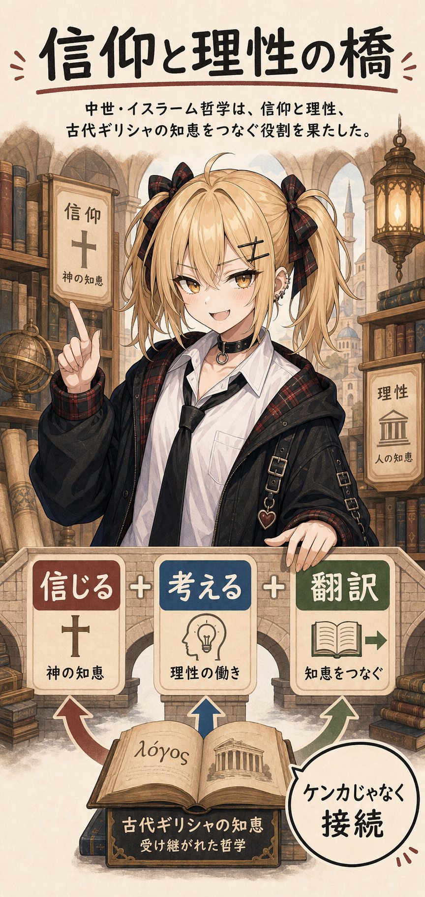 信仰と理性の橋。翻訳を通じて、古代哲学が別の場で組み直される。