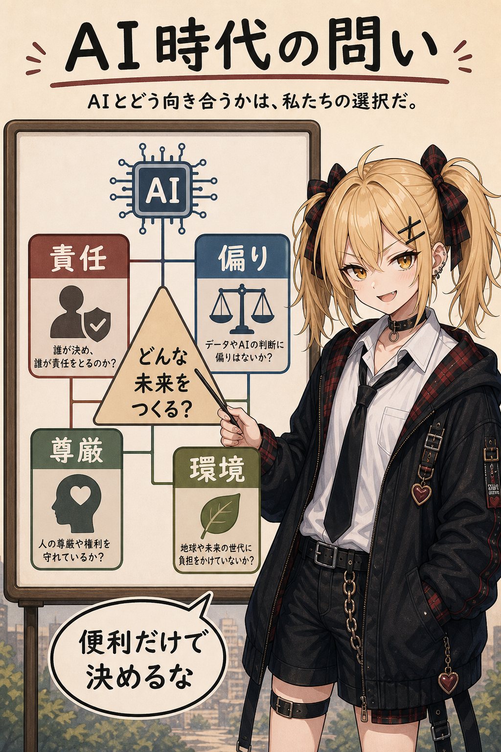 AI時代の問い。責任・偏り・尊厳・環境を同時に考える。